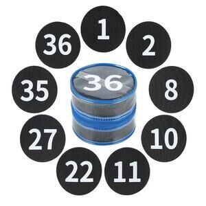 Black Carpet Floor Circle Sit Markers with Numbers 1-36